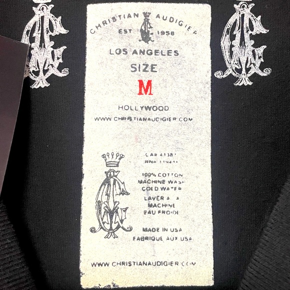 NWT Christian Audigier Black White Crown Design 100% Cotton Tee Shirt Sz M - Picture 4 of 6